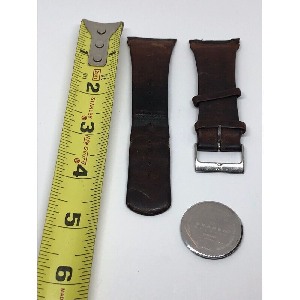 Authentic Skagen Genuine Leather Watch Parts 2 Piece Band No Pins Back Case L422